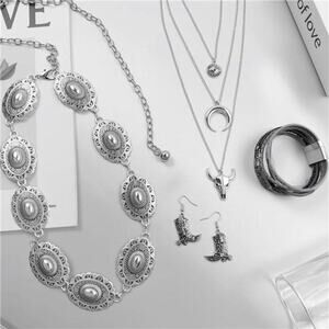 Western Jewelry Set Camila Cowgirl Accessories: Concho Belt, Necklace, Bracelet